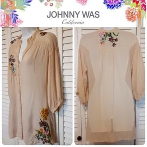 Johnny Was Flowery Embroidered Blouse